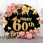 Lofaris Golden Balloon Round 60th Birthday Backdrop Cover